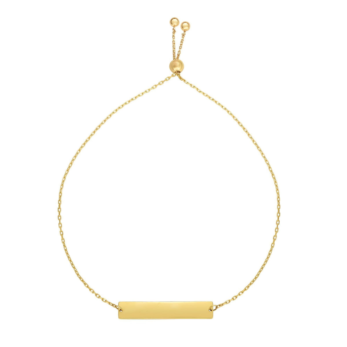 14k gul guld justerbar personlig bar charm bolo armbånd, 9,25" fine designer smykker til mænd og kvinder