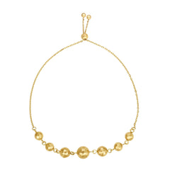 Bracelet Bolo réglable en or jaune 14 carats avec perles taillées en diamant, bijoux de créateur fins de 9,25 pouces pour hommes et femmes