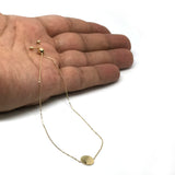 14k Yellow Gold Adjustable Round Charm Bolo Friendship Bracelet, 9.25"