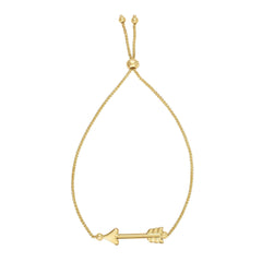 14k Yellow Gold Adjustable Arrow Charm Bolo Bracelet, 9.25" fine designer jewelry for men and women