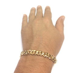 14k Yellow Gold Oval Curb Link Mens Bracelet, 8.5" fine designer jewelry for men and women