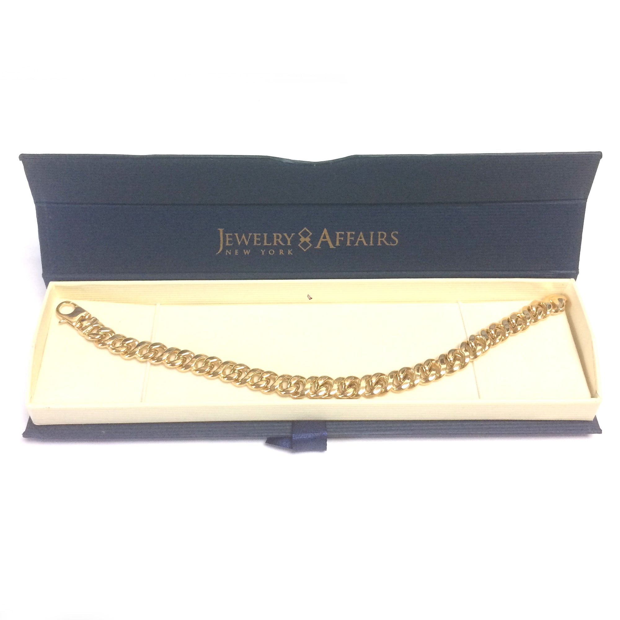Bracelet pour hommes à maillons ovales en or jaune 14 carats, bijoux de créateurs fins de 8,5 pouces pour hommes et femmes