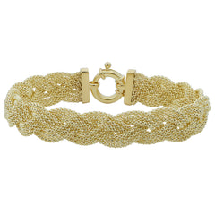Bracelet pour femme tressé à triple lien pop-corn en or jaune 14 carats, bijoux de créateur fins de 7,5 pouces pour hommes et femmes