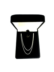14k White Gold Round Diamond Cut Wheat Chain Necklace, 1.0mm fine designer jewelry for men and women