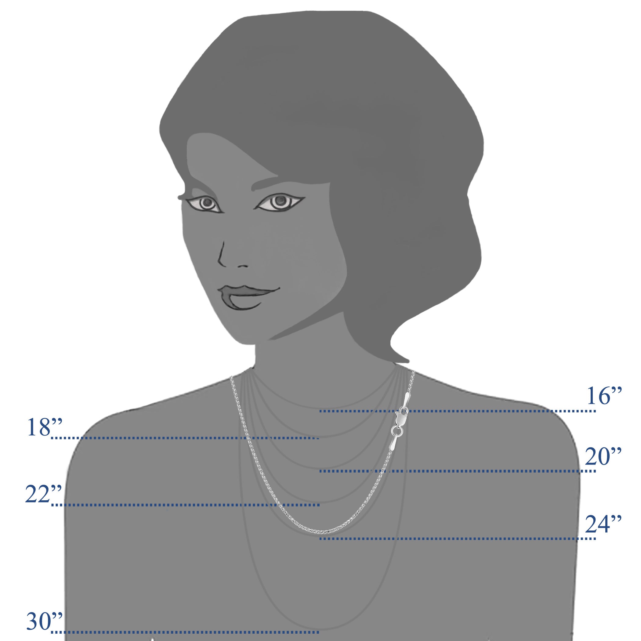 14 k hvidguld rund diamantskåren hvedekæde halskæde, 1,15 mm fine designersmykker til mænd og kvinder