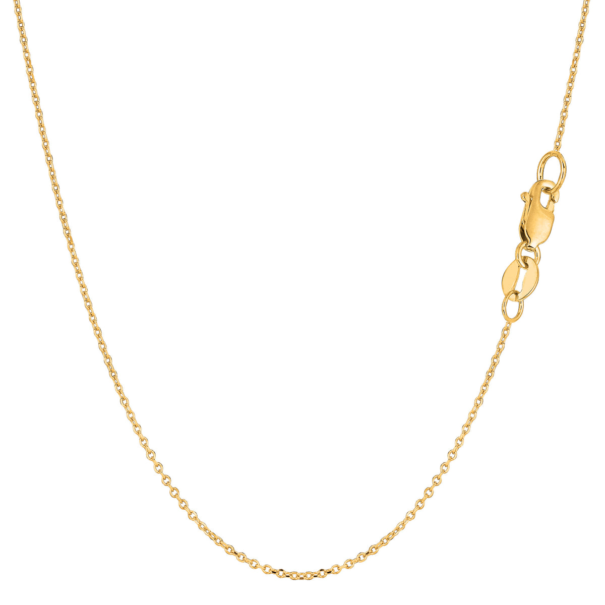 14k Yellow Gold Cable Link Chain Necklace, 0.8mm