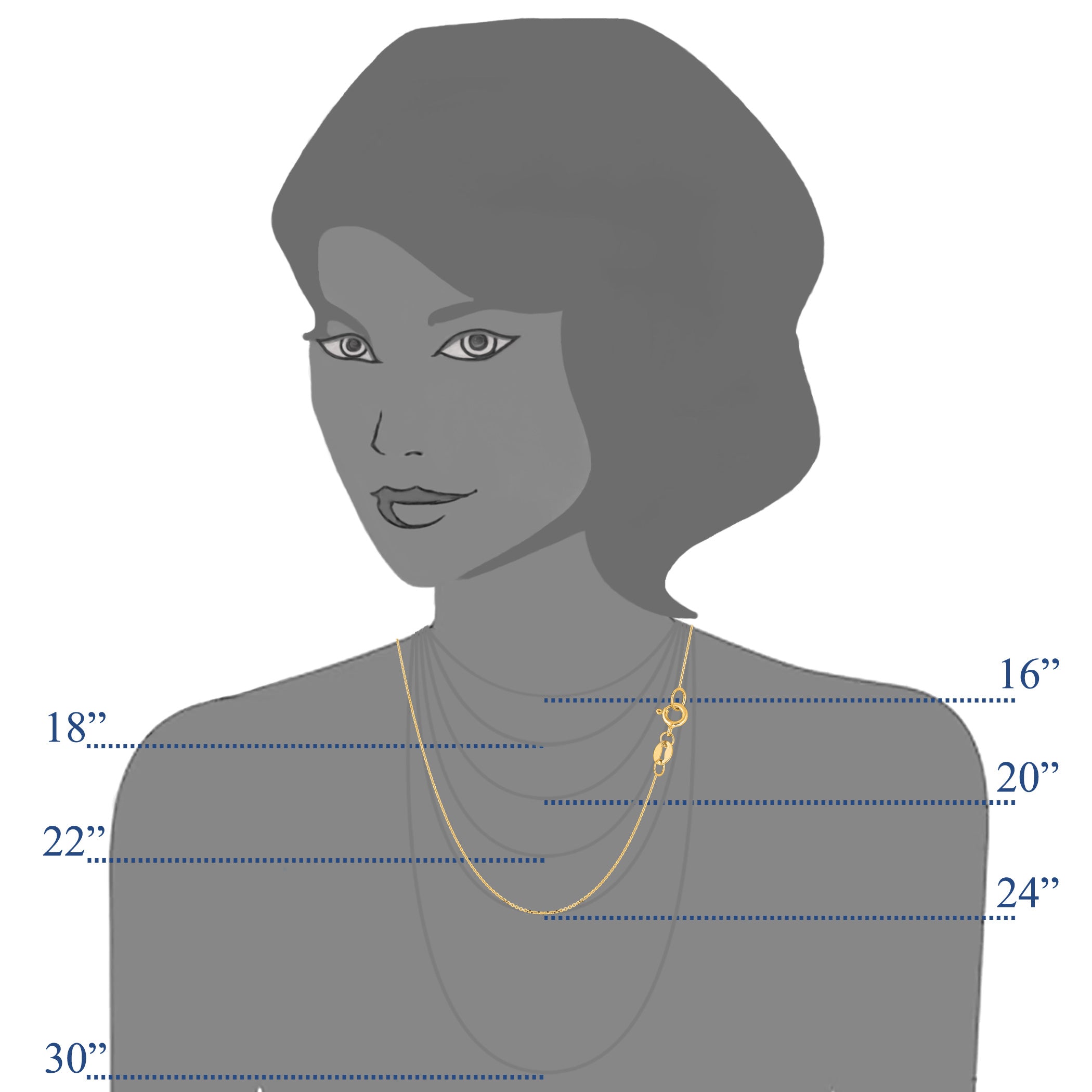 Collar de cadena con eslabones tipo cable de oro amarillo de 14 k, joyería fina de diseño de 0,8 mm para hombres y mujeres