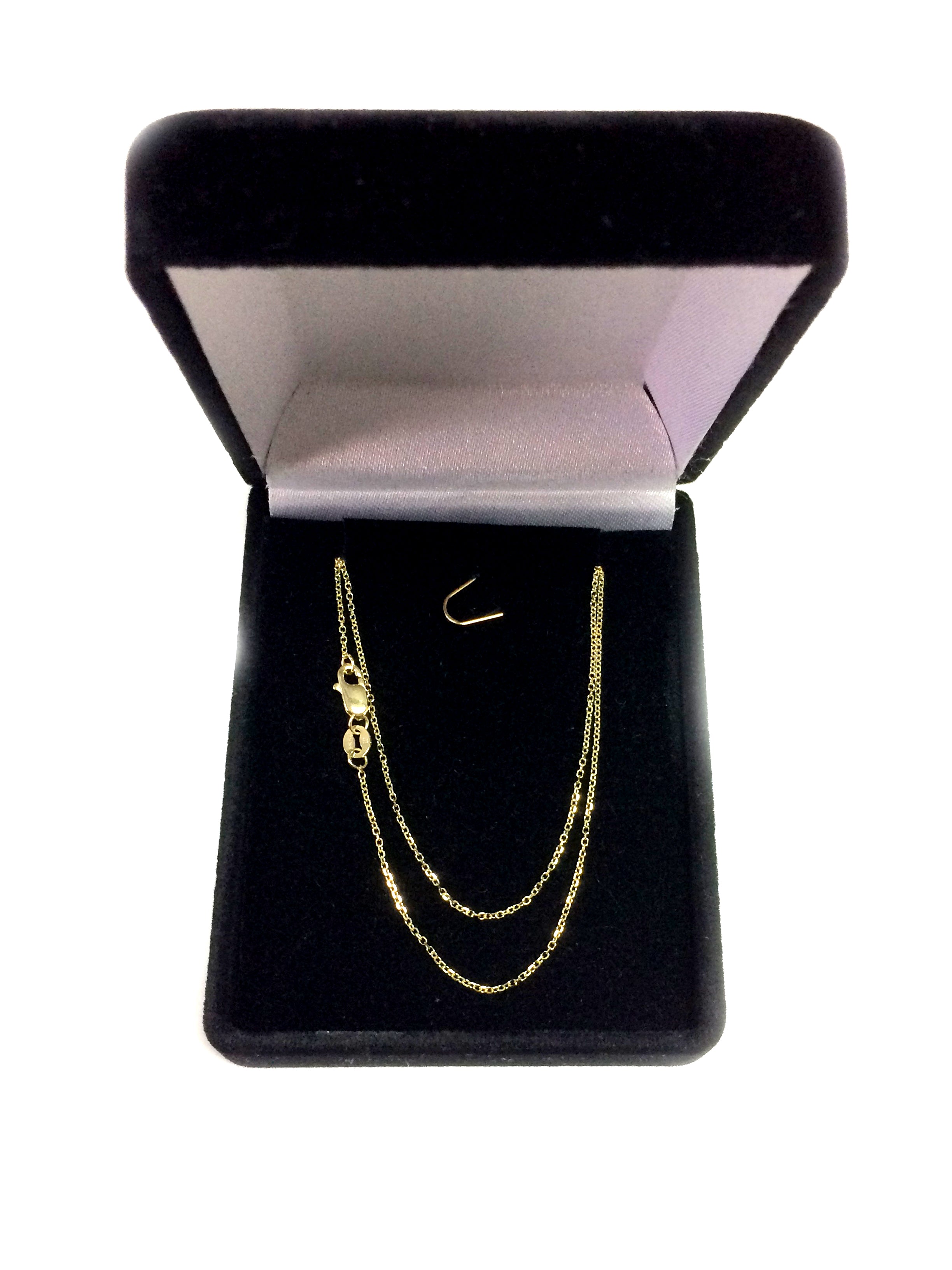 14k Yellow Gold Cable Link Chain Necklace, 0.8mm