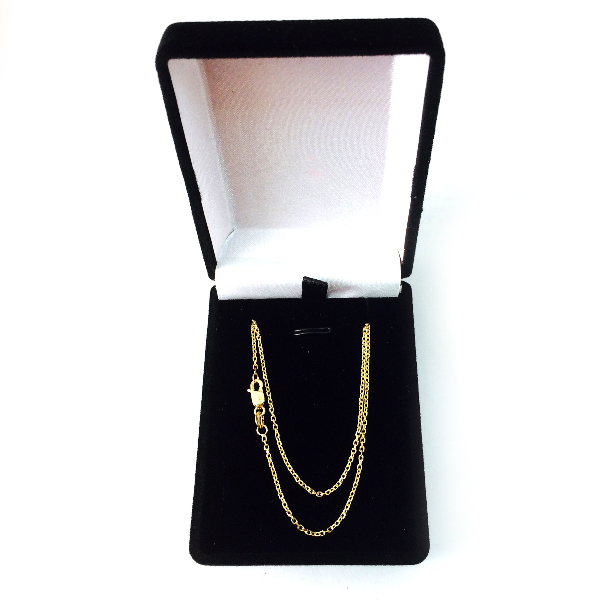 Collar de cadena con eslabones tipo cable de oro amarillo de 14 k, joyería fina de diseño de 1,4 mm para hombres y mujeres