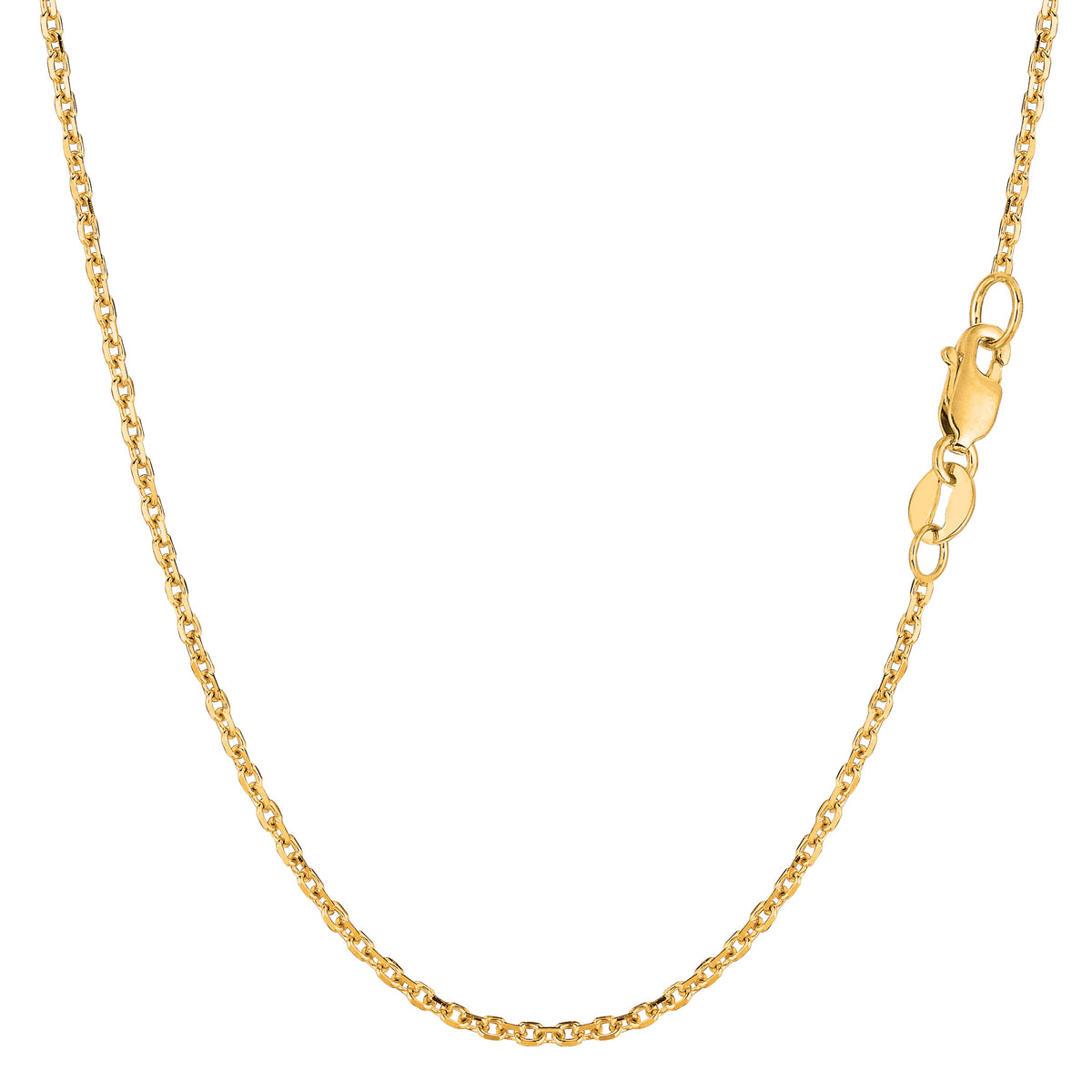 14k gult guld Cable Link Chain Halsband, 1,5 mm fina designersmycken för män och kvinnor