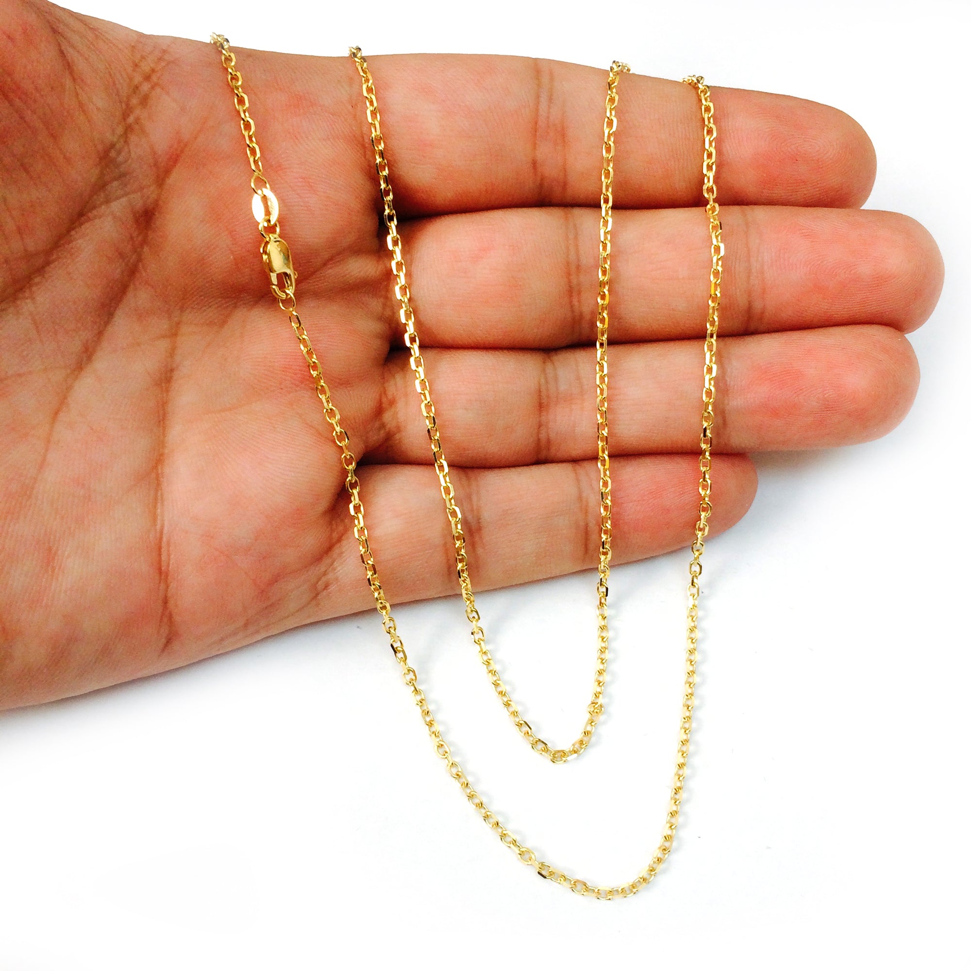 14k gult guld Cable Link Chain Halsband, 1,9 mm fina designersmycken för män och kvinnor