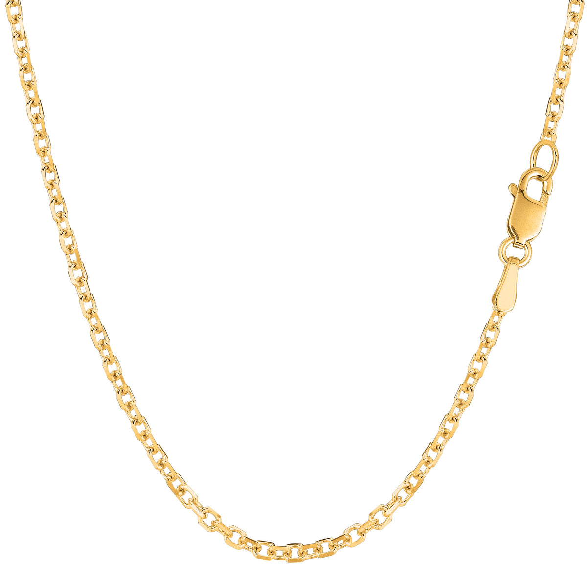 Collar de cadena con eslabones tipo cable de oro amarillo de 14 k, joyería fina de diseño de 2,3 mm para hombres y mujeres