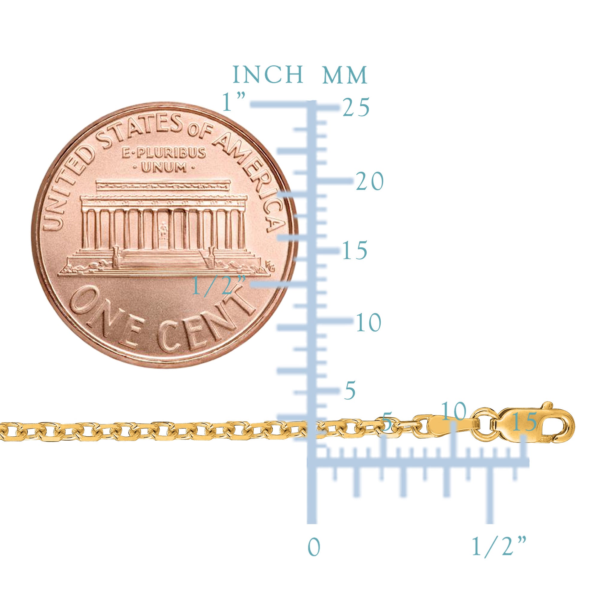 14 k gult gull kabelkjedekjede, 2,3 mm fine designersmykker for menn og kvinner