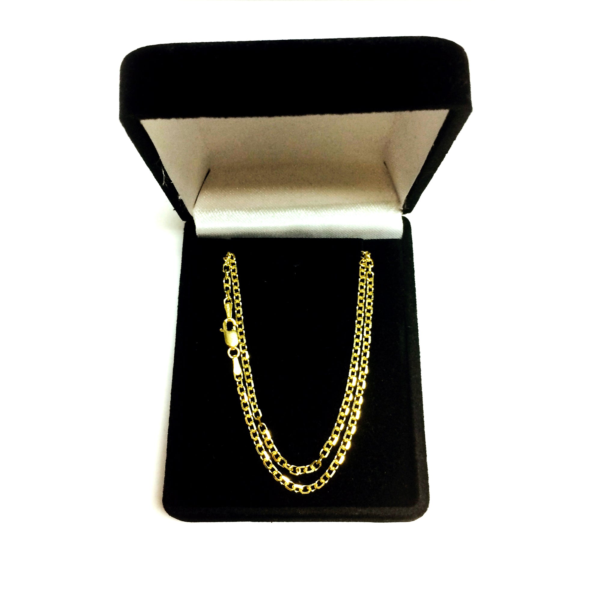 Collar de cadena con eslabones tipo cable de oro amarillo de 14 k, joyería fina de diseño de 2,3 mm para hombres y mujeres