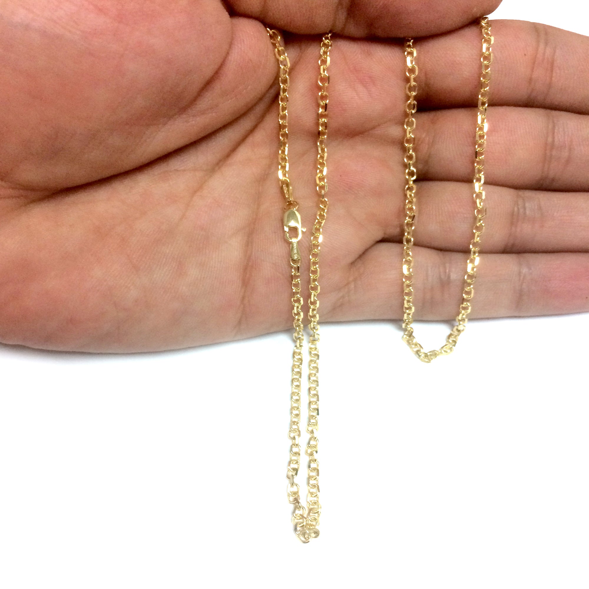 14k Yellow Gold Cable Link Chain Necklace, 2.3mm fine designer jewelry for men and women