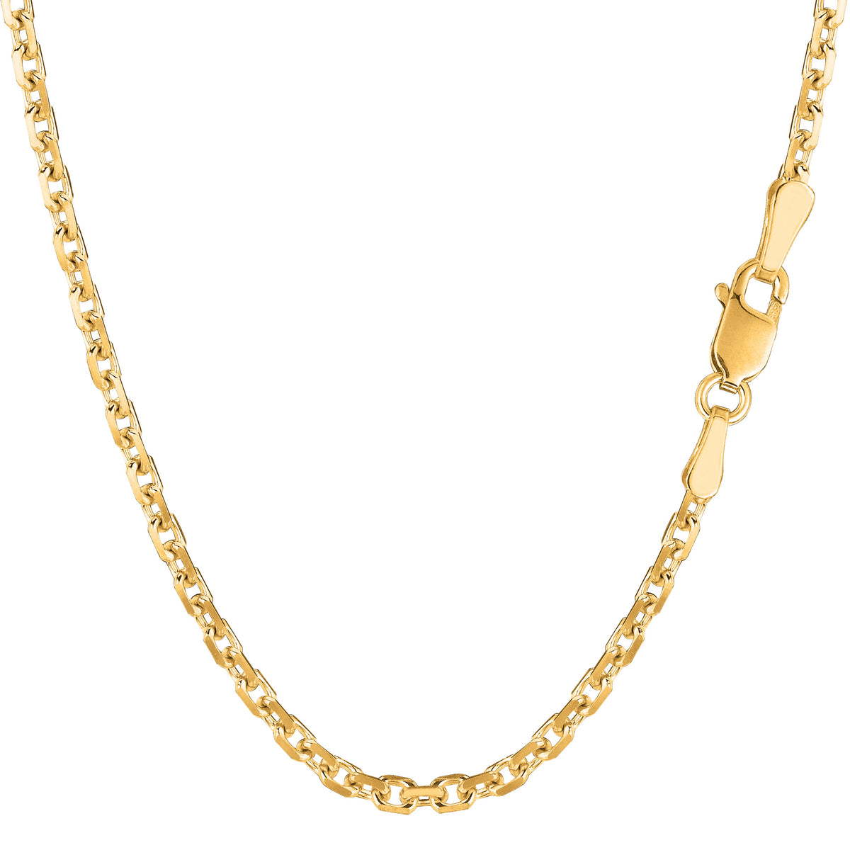 Collar de cadena con eslabones tipo cable de oro amarillo de 14 k, joyería fina de diseño de 3,1 mm para hombres y mujeres