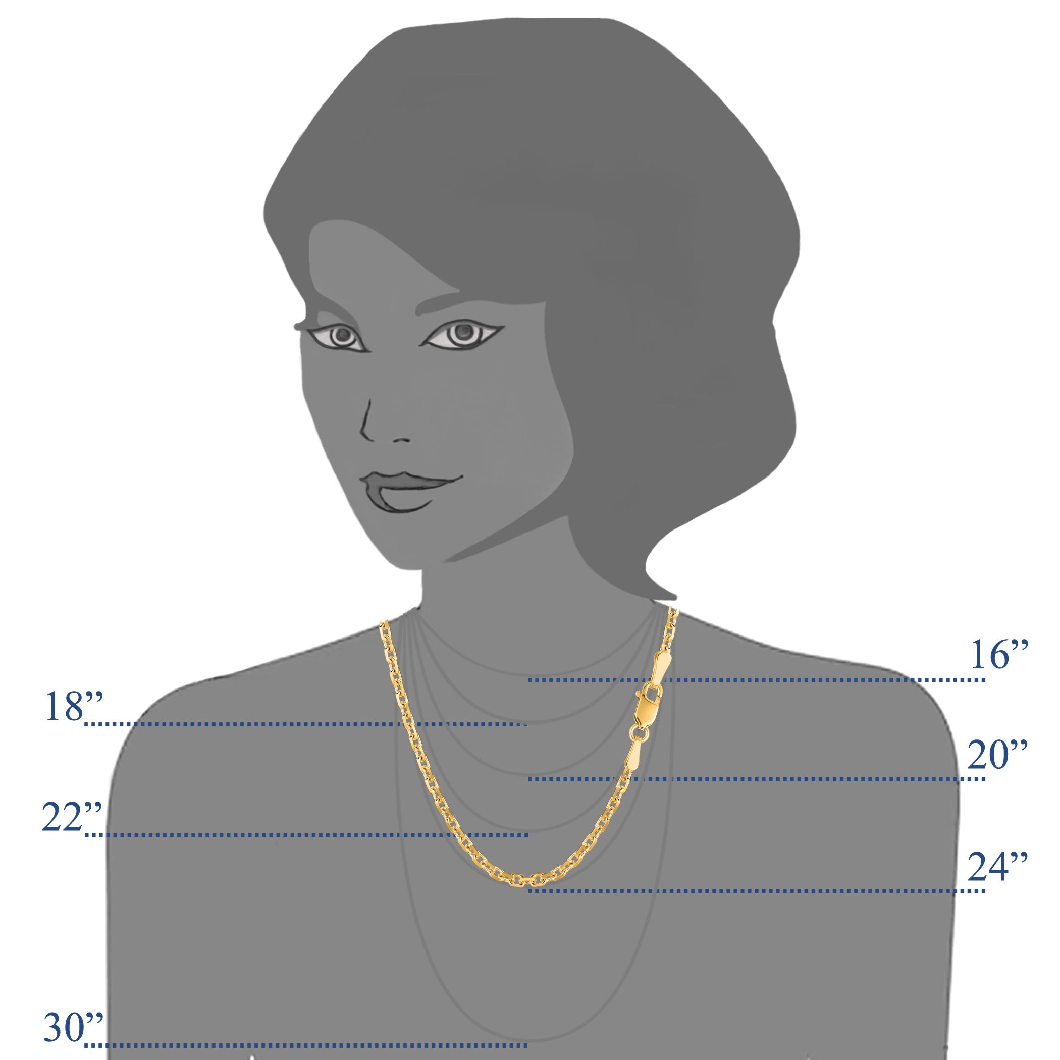 14 k gul guld kabelkæde halskæde, 3,1 mm fine designer smykker til mænd og kvinder