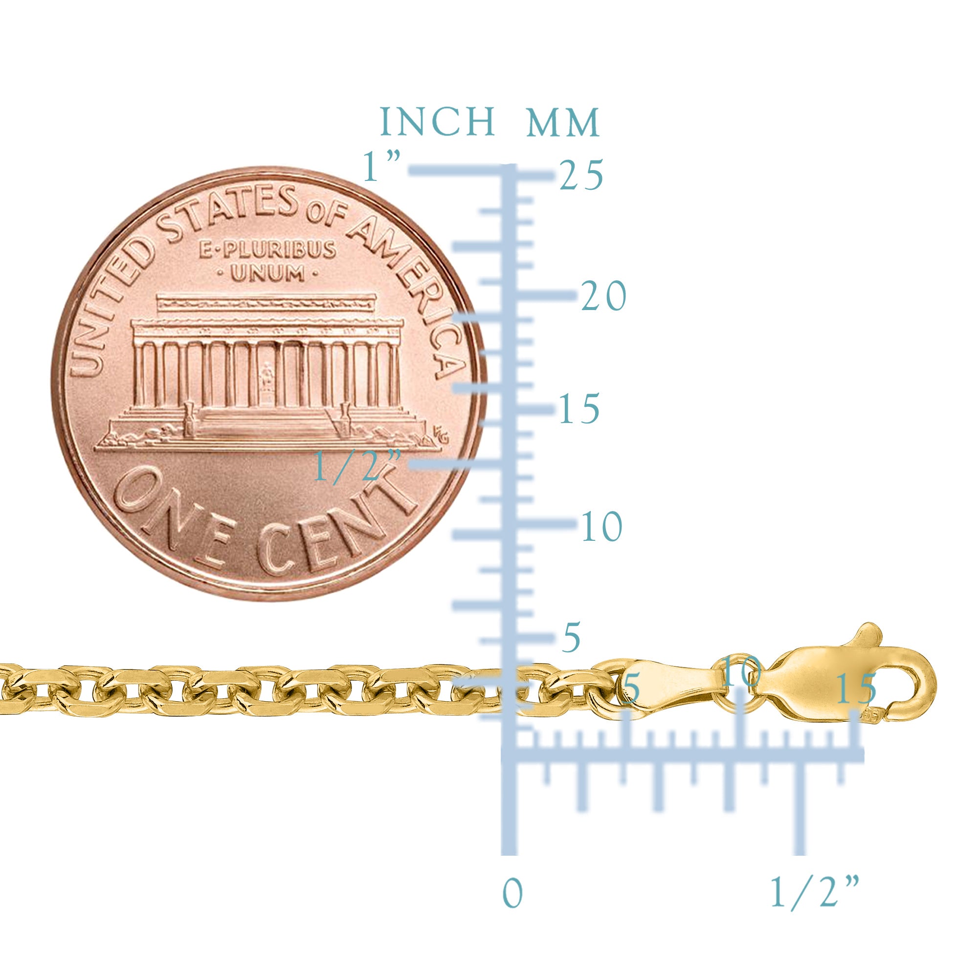 14k gult guld Cable Link Chain Halsband, 4,0 mm fina designersmycken för män och kvinnor