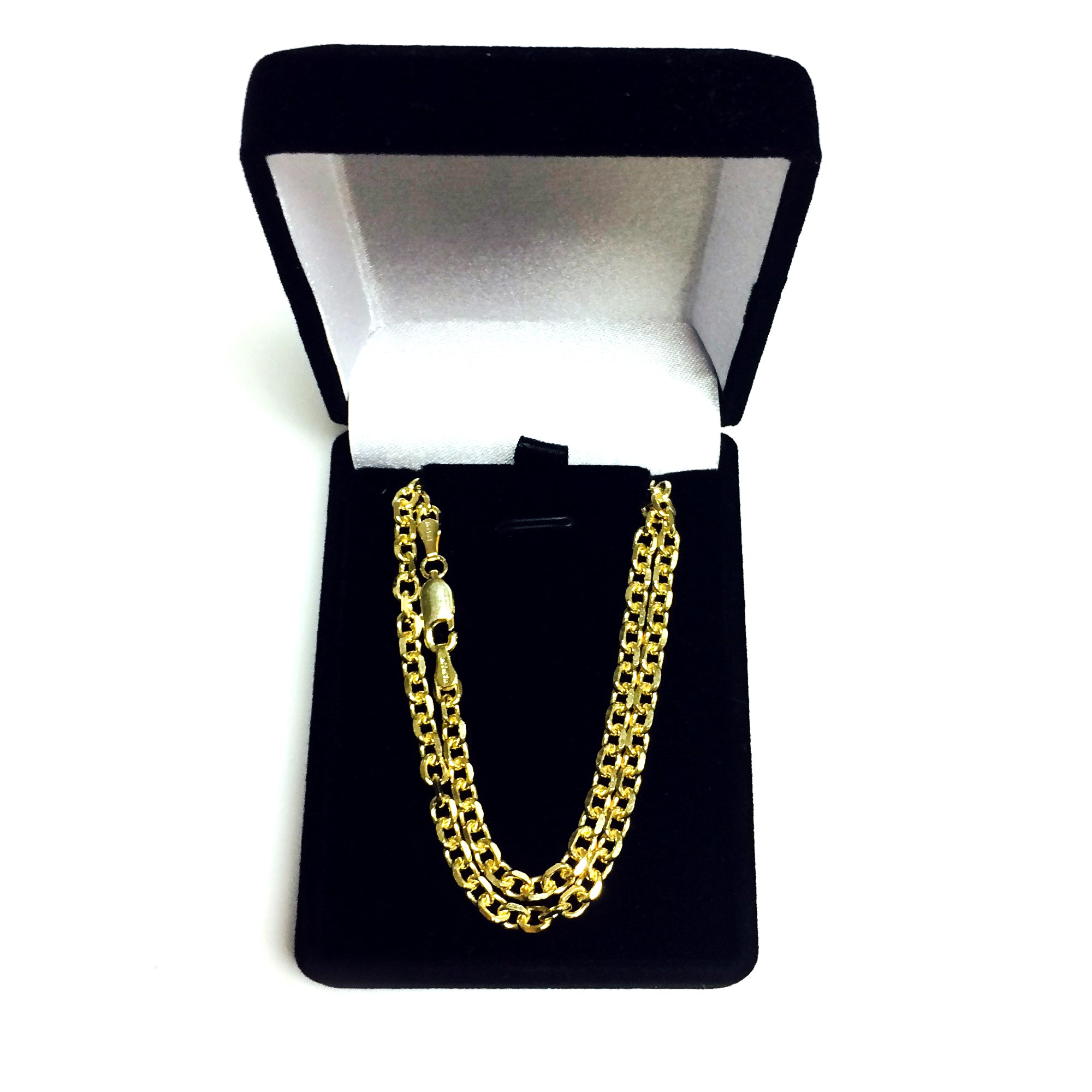 Collar de cadena con eslabones tipo cable de oro amarillo de 14 k, joyería fina de diseño de 4,0 mm para hombres y mujeres