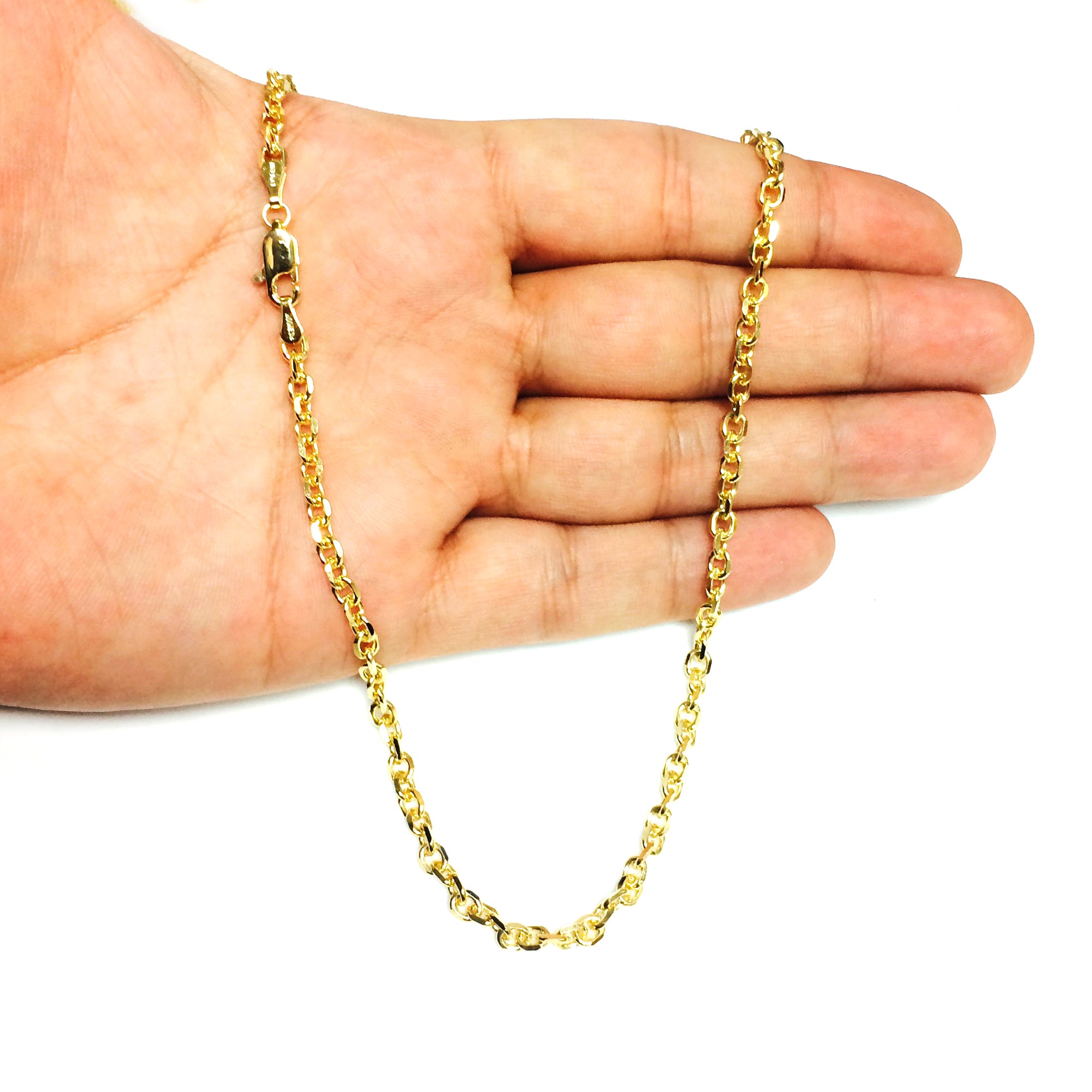 Collar de cadena con eslabones tipo cable de oro amarillo de 14 k, joyería fina de diseño de 4,0 mm para hombres y mujeres