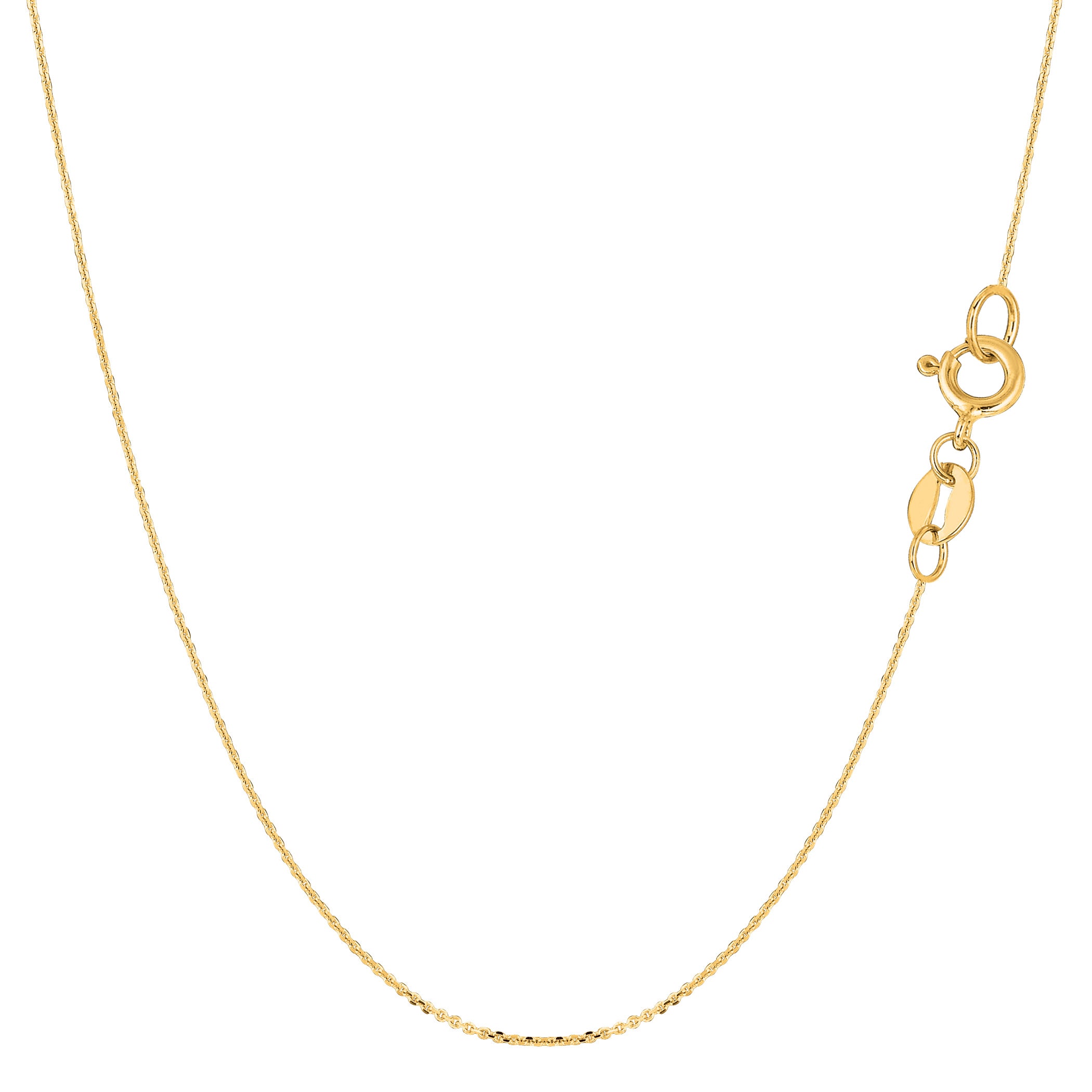 14k gult guld Cable Link Chain Halsband, 0,6 mm fina designersmycken för män och kvinnor
