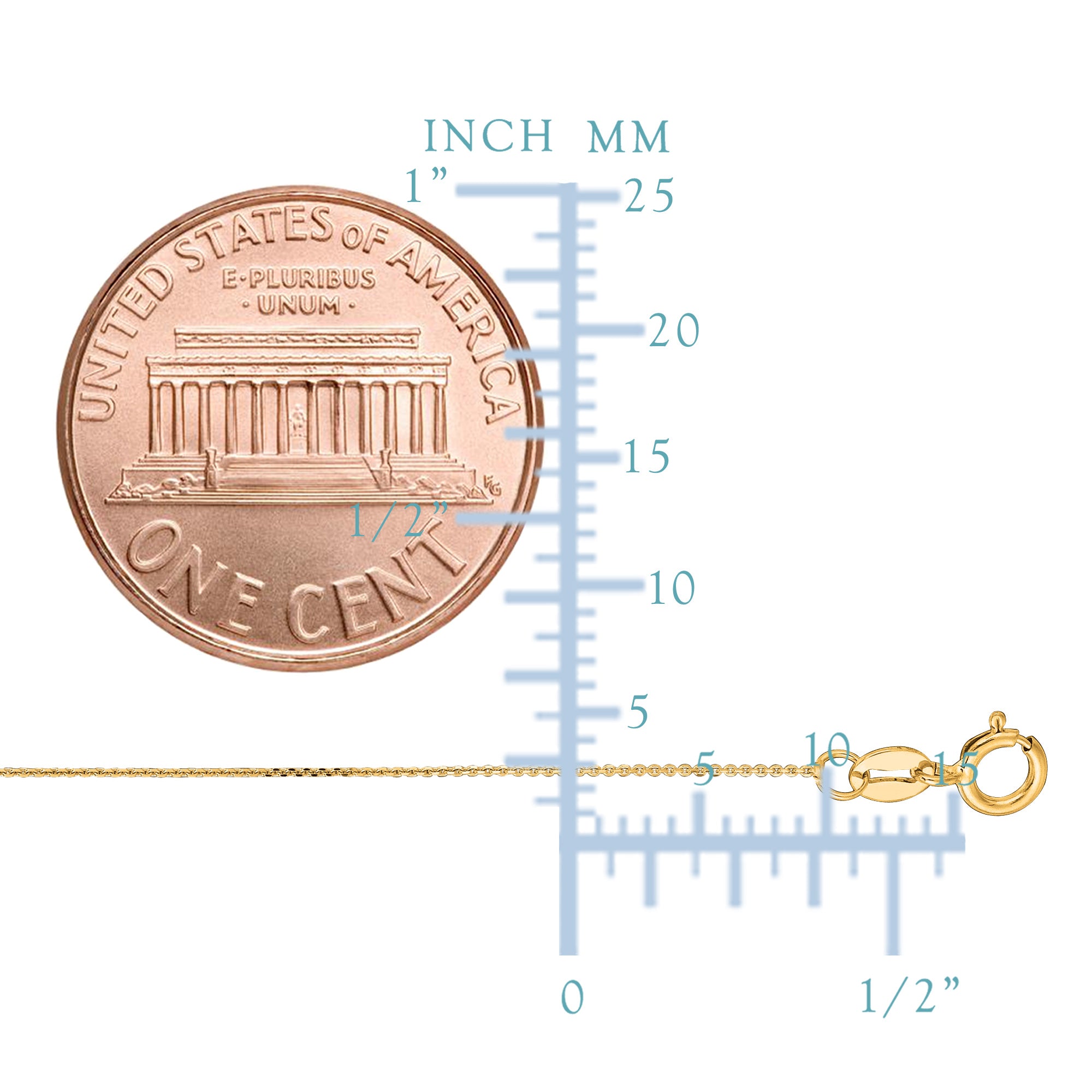 14 k gult gull kabelkjedekjede, 0,6 mm fine designersmykker for menn og kvinner