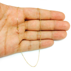 Collar de cadena con eslabones tipo cable de oro amarillo de 14 k, joyería fina de diseño de 0,6 mm para hombres y mujeres