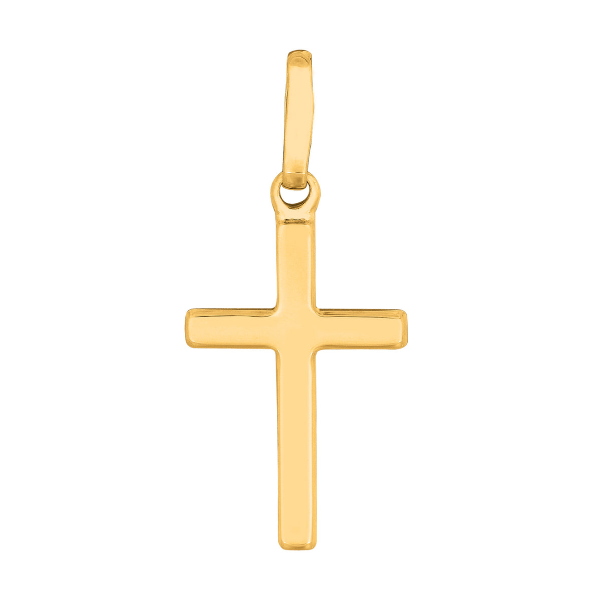 14k Yellow Gold Shiny Square Flat Style Cross Pendant fine designer jewelry for men and women