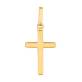14k Yellow Gold Shiny Square Flat Style Cross Pendant