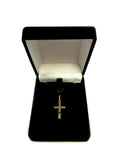 14k Yellow Gold Shiny Square Flat Style Cross Pendant