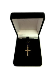 Pendentif croix de style plat carré brillant en or jaune 14 carats, bijoux de créateur fins pour hommes et femmes