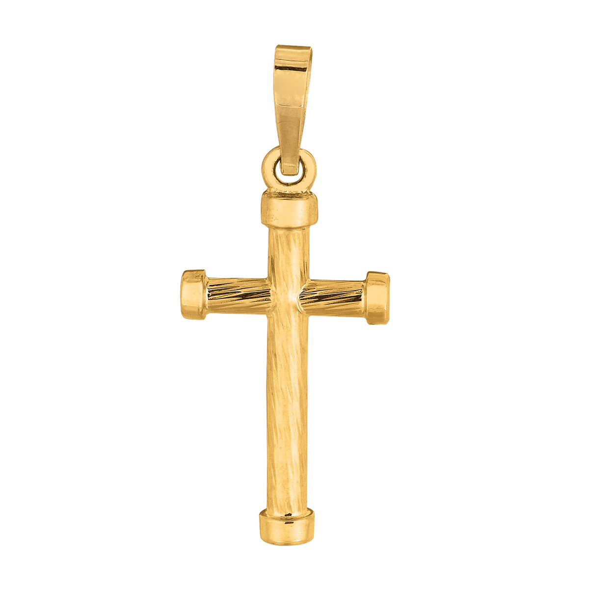Pendentif en forme de tube rond en or jaune 14 carats avec finition diamantée, bijoux de créateur fins pour hommes et femmes