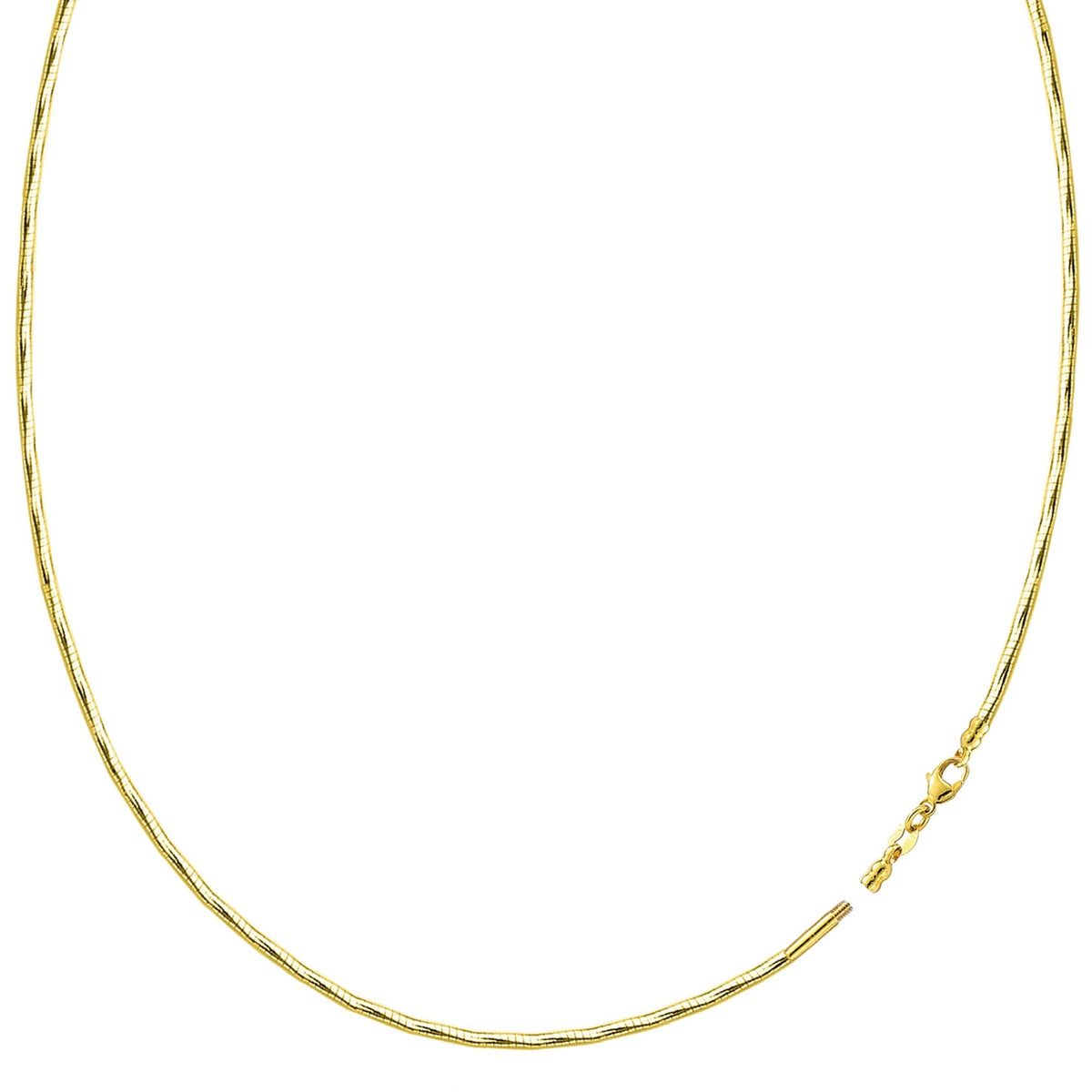 Diamond Cut Omega Chain Necklace With Screw Off Lock In 14k Yellow Gold - JewelryAffairs