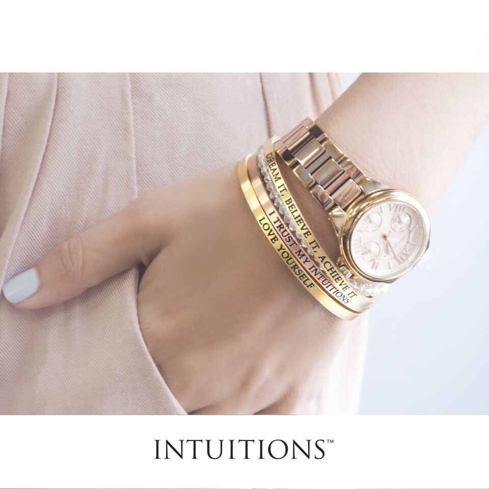 Intuitions Stainless Steel IT'S GOING TO BE A GREAT DAY Diamond Accent Cuff Bangle Bracelet