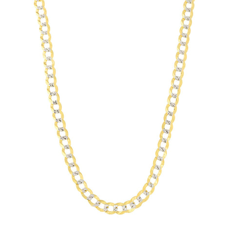 14k 2 Tone Yellow And White Gold Curb Chain Necklace, 2.6mm