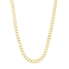 14k 2 Tone gult och vitguld Curb Chain Halsband, 2,6 mm fina designersmycken för män och kvinnor