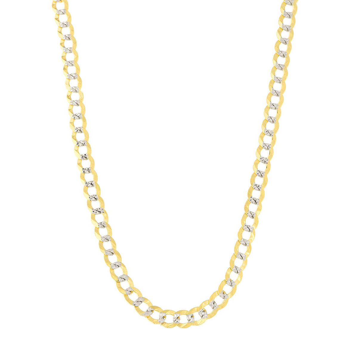 14k 2 Tone Yellow And White Gold Curb Chain Necklace, 3.6mm