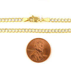 Collana a catena barbazzale in oro giallo e bianco bicolore 14k, gioielleria raffinata da 3,6 mm per uomo e donna
