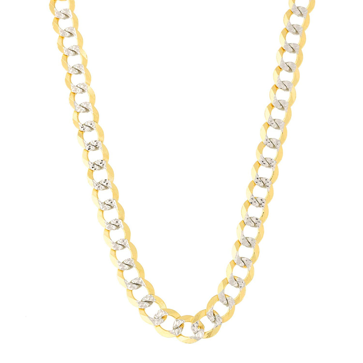 Collar de cadena curvada de oro amarillo y blanco de 14 quilates en dos tonos, joyería fina de diseño de 4,7 mm para hombres y mujeres