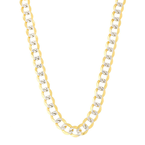 14k 2 Tone Yellow And White Gold Curb Chain Necklace, 4.7mm