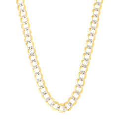 Collar de cadena curvada de oro amarillo y blanco de 14 quilates en dos tonos, joyería fina de diseño de 4,7 mm para hombres y mujeres