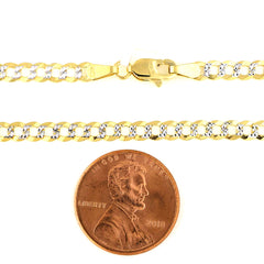 14k 2 Tone gult och vitguld Curb Chain Halsband, 4,7 mm fina designersmycken för män och kvinnor