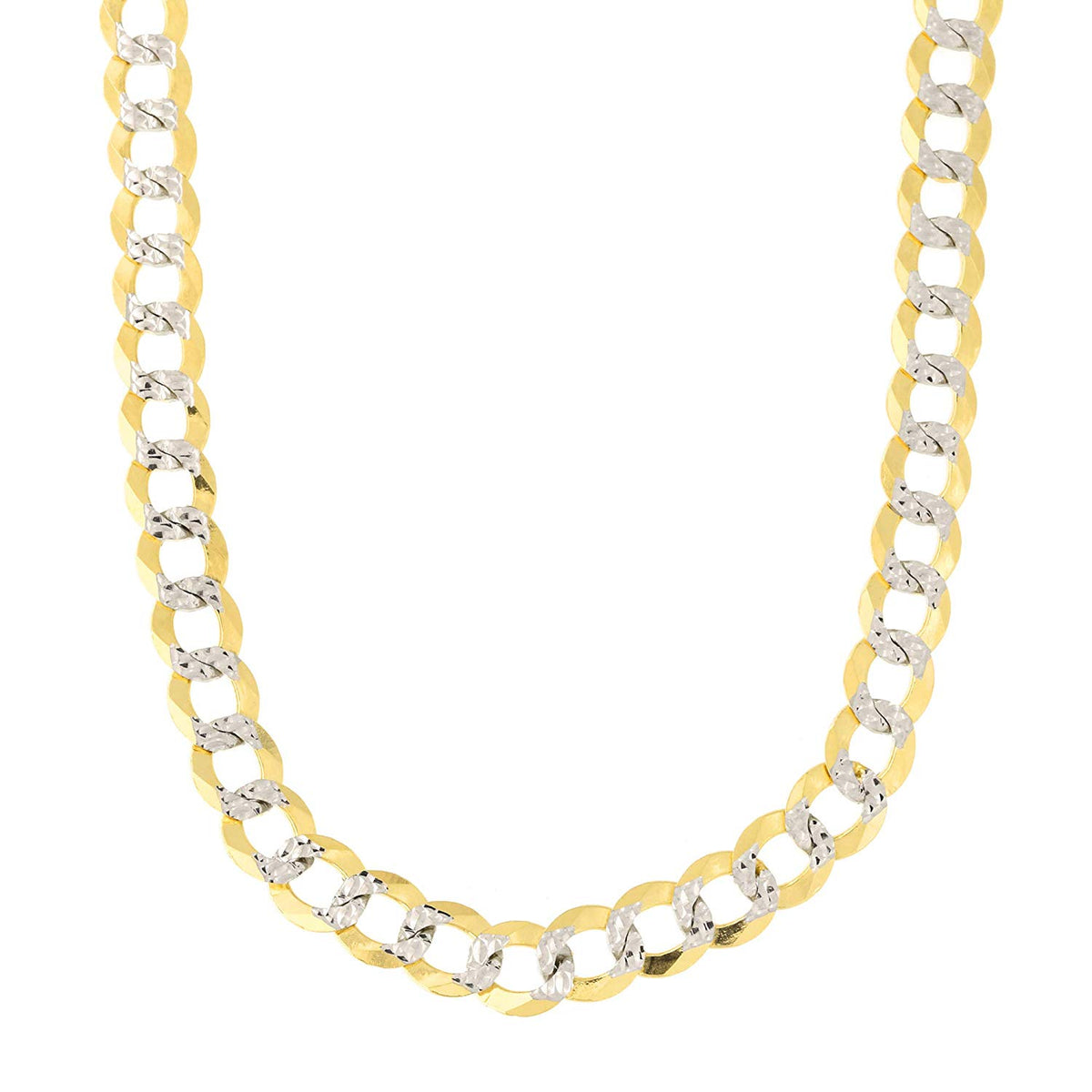 Collar de cadena curvada de oro amarillo y blanco de 14 quilates en dos tonos, joyería fina de diseño de 5,7 mm para hombres y mujeres