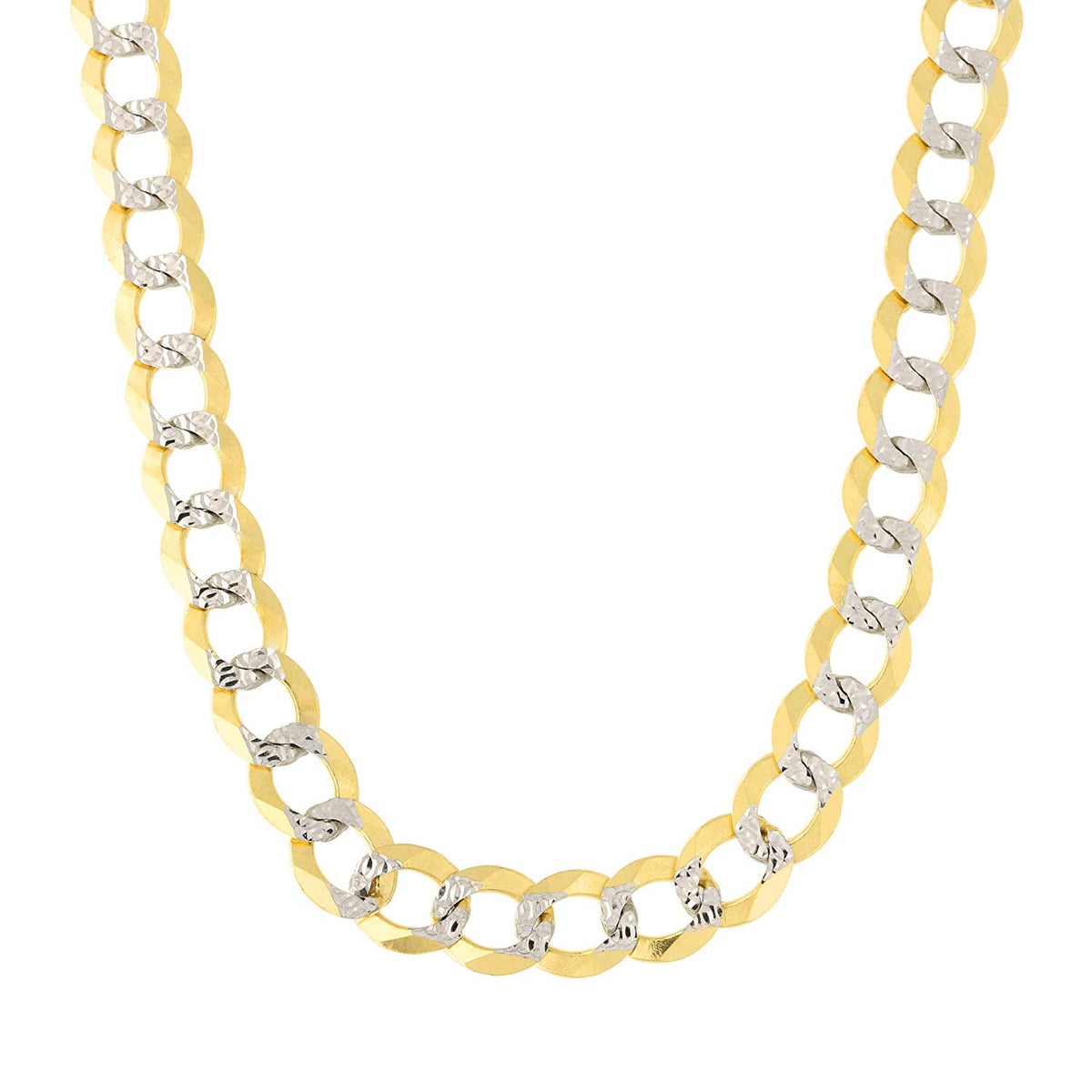 14k Tone Yellow And White Gold Curb Chain Necklace, 7mm
