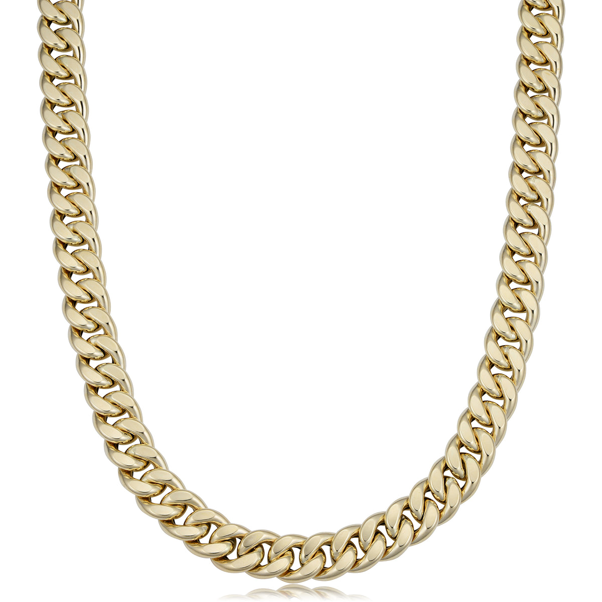 Collier pour hommes en or jaune 14 carats Miami Cuban Curb Hollow Link, bijoux de créateur raffinés de 22 pouces pour hommes et femmes