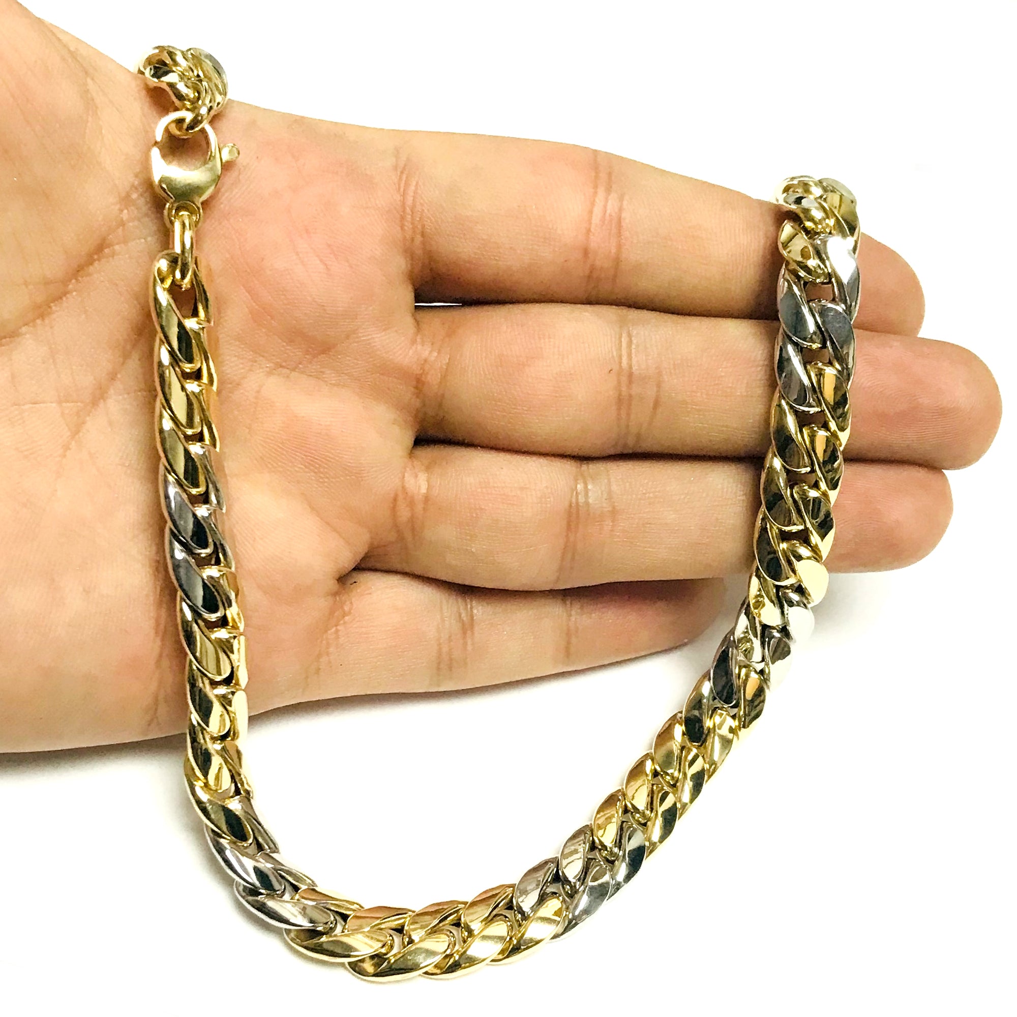 14k gult guld Miami Cuban Curb Hollow Link Herrhalsband, 22" fina designersmycken för män och kvinnor