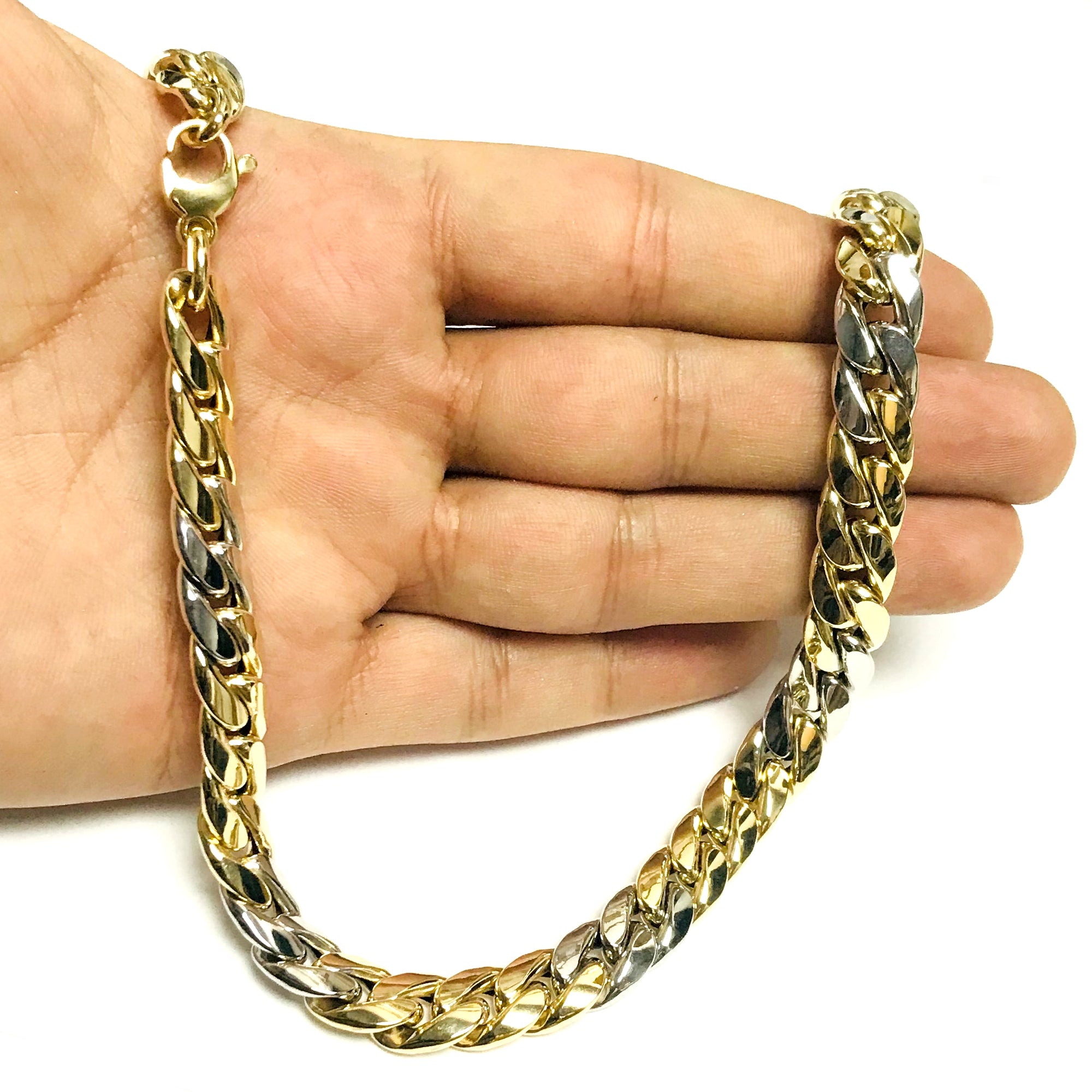 14k Yellow Gold Miami Cuban Curb Hollow Link Mens Necklace, 22" fine designer jewelry for men and women