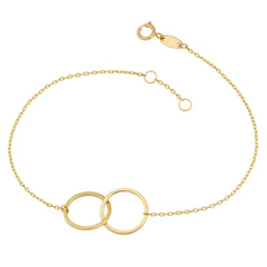 14 k gul guld dobbelt cirkel armbånd til kvinder, 7,5 fine designer smykker til mænd og kvinder