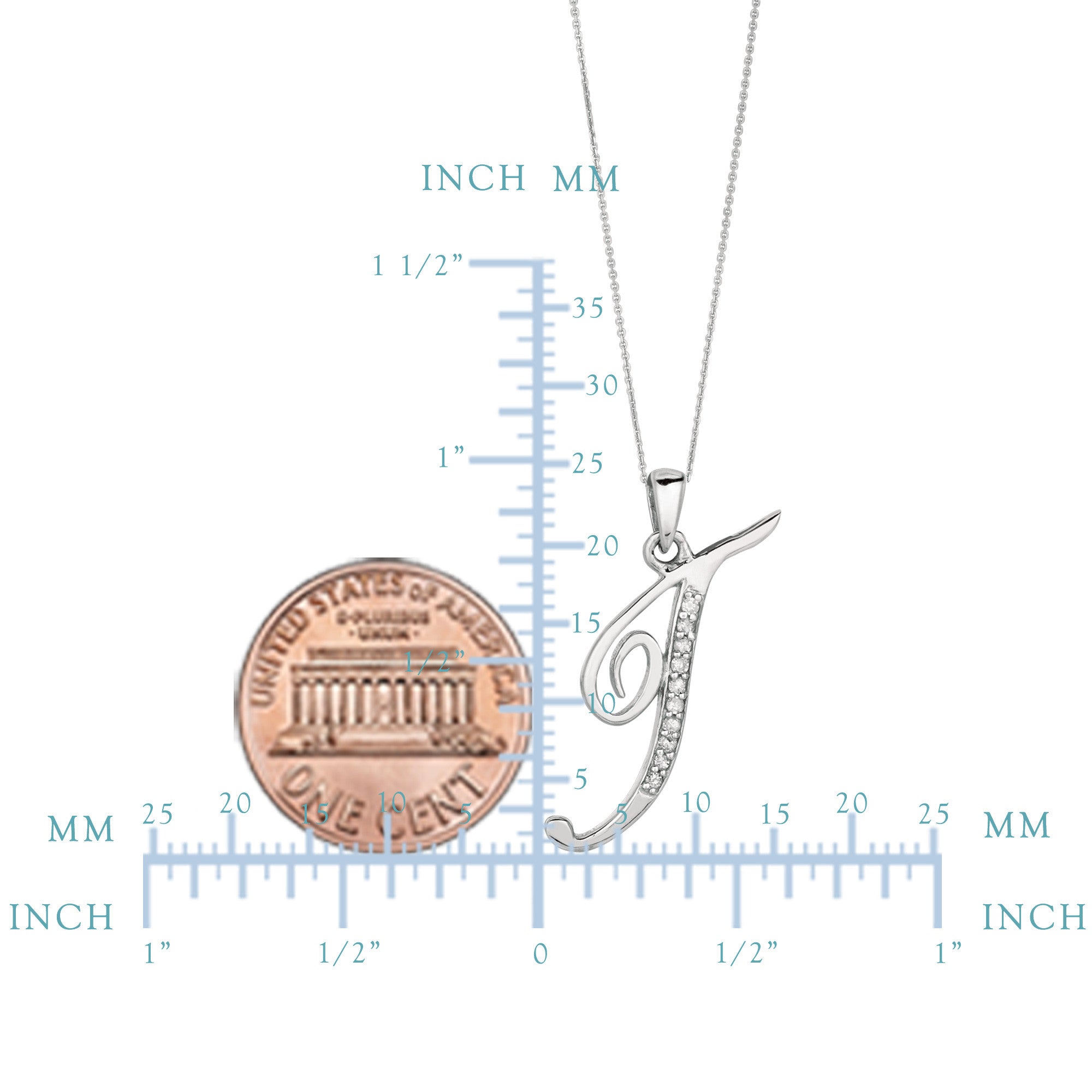 Lettera iniziale con scritta "T" in argento sterling placcato rodio con diamanti su catena da 18 pollici (0,05 Tcw) gioielli di alta moda per uomini e donne