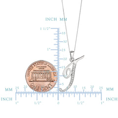 Lettre initiale « T » en argent sterling plaqué rhodium avec diamants sur chaîne de 18 pouces (0,05 Tcw), bijoux de créateur raffinés pour hommes et femmes